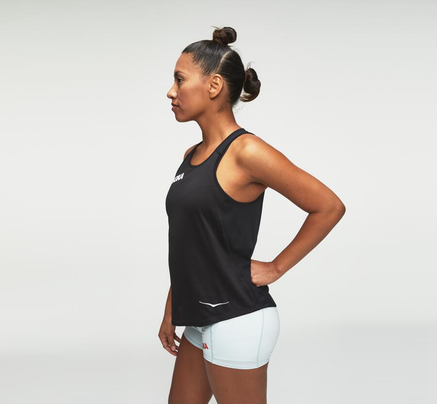 Hoka Australia One One Performance Tank - Womens Tops Black - JFQYB-9823